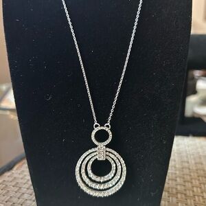 Elegant 925 Silver Pendant CZ Necklace